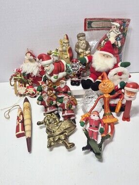 Mixed  Vintage Santa Claus Christmas Ornament and Figurine Lot
